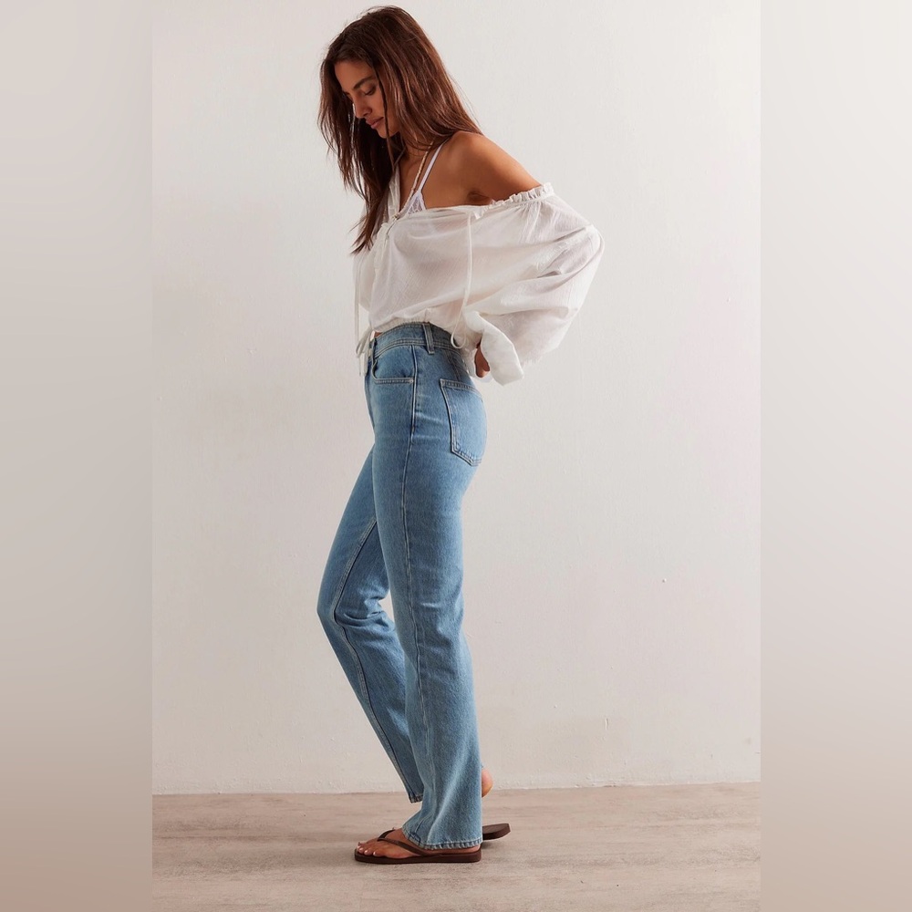 Free People We The Free Xena Slim Straight Jeans - light wash